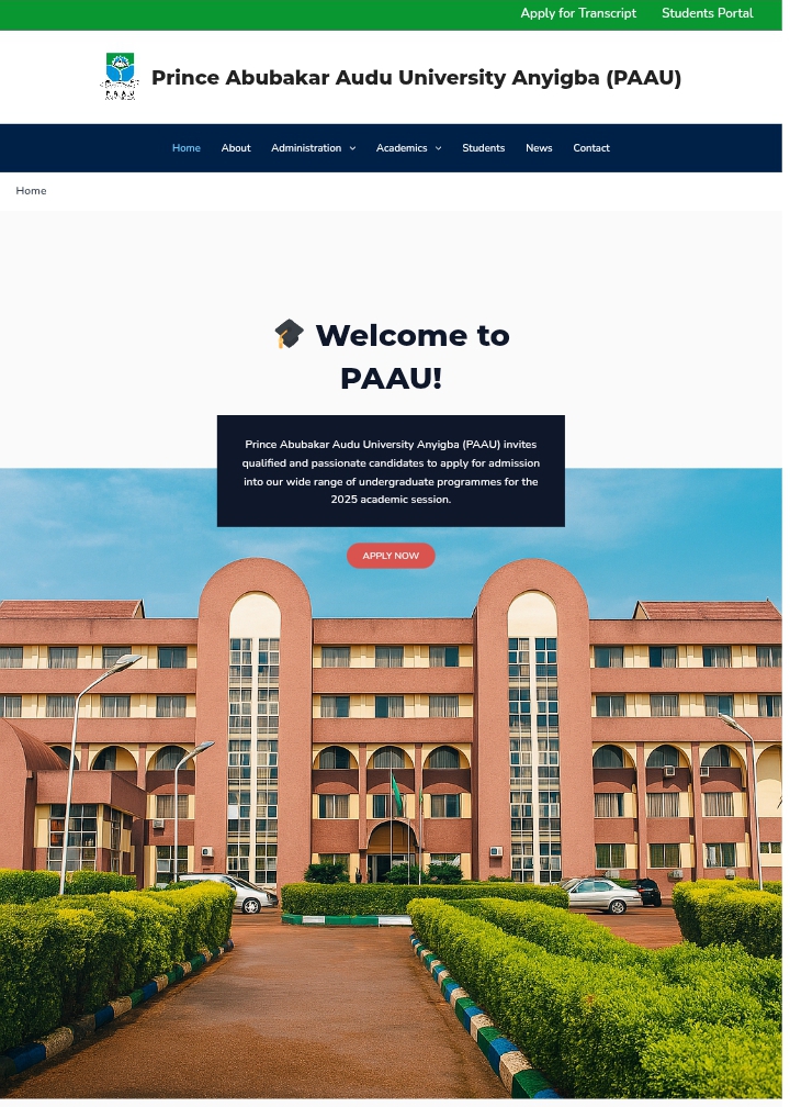 Now open · 2026/2027 Admission Post-UTME & Direct Entry Screening Prince Abubakar Audu University, Anyigba — 2026/2027 session. Registration and O’level upload for Post-UTME / DE online screening is now open